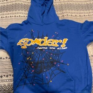 Blue and Yellow Graphic Hoodie Sweatshirt